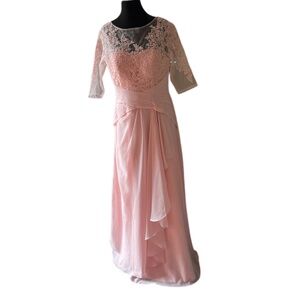 Vnaix Lace & Chiffon Wedding Guest/Mother of the Bride PINK Dress, Size 14